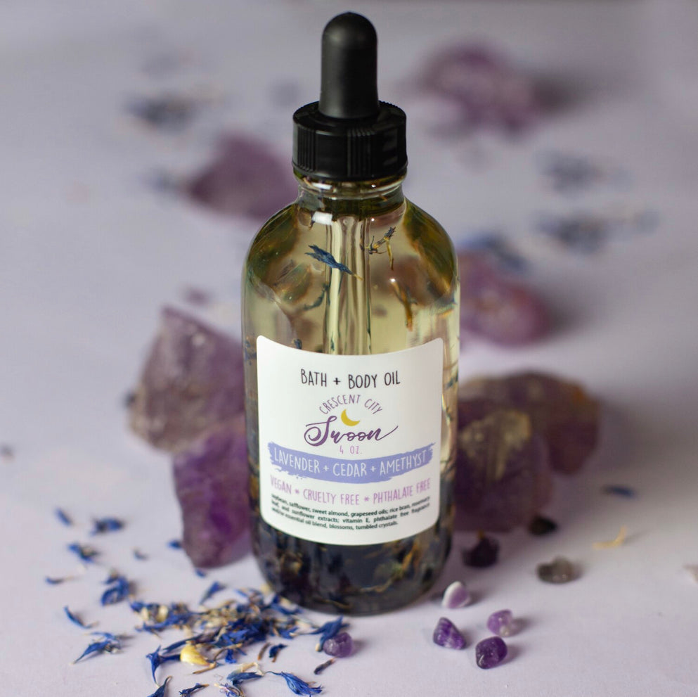 Amethyst Crystal Lavender & Cedar Bath and Body Oil